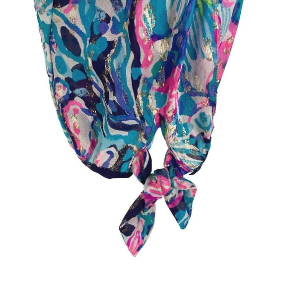 Lilly Pulitzer Myri Romper Bright Navy Caught‎ Up Small Off Shoulder DR-1269 - Picture 7 of 10